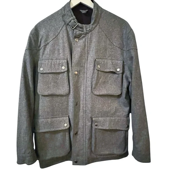 Mother Freedom "Wellfleet" Heather Grey Wool Field Jacket Made In USA Size Large - Picture 2 of 11